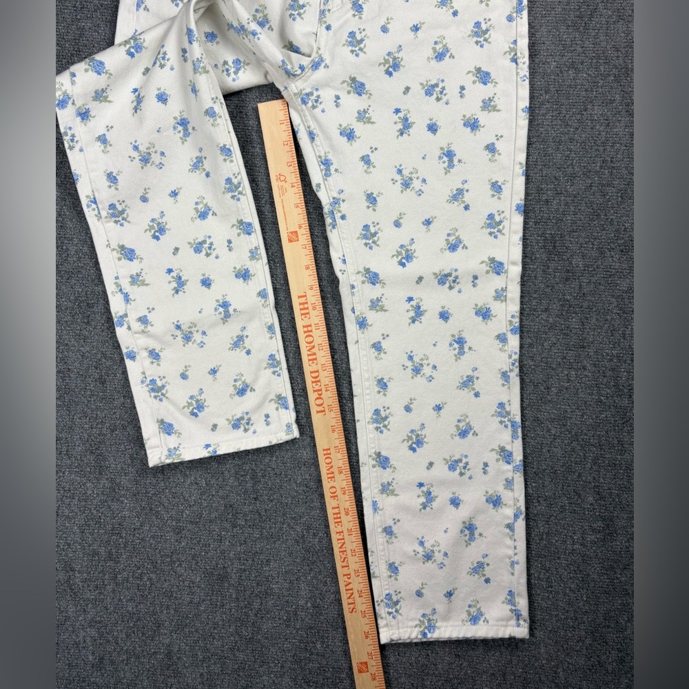 ASOS Design Blue Floral Print Straight Leg Jeans White Cottagecore Women’s US 8 - Picture 7 of 7